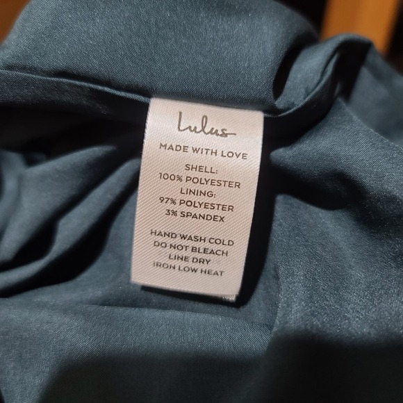 NWT Lulus Hot Night Out Teal Green Satin Surplice Faux Wrap Dress size Medium - Picture 7 of 8